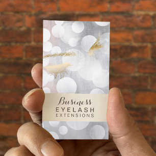 Modern Silver & Gold Eyelash Extensions Business Card