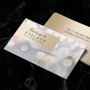Modern Silver & Gold Eyelash Extensions Business Card