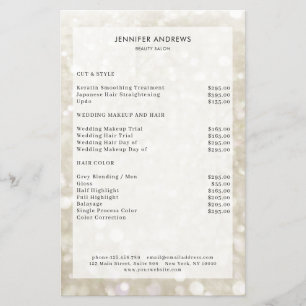 Modern Silver-Gold Glitter Salon Price List  Flyer