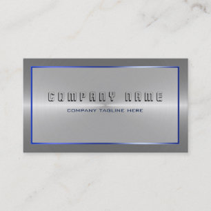 Modern Silver Gray Stainless Steel Blue Accent Business Card