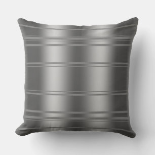 Modern Silver Grey And Grey Stripes Cushion