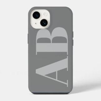 Modern Silver Grey initial minimal contemporary iPhone 14 Case