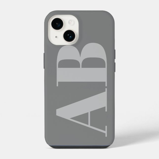 Modern Silver Grey initial minimal contemporary iPhone Case (Back)