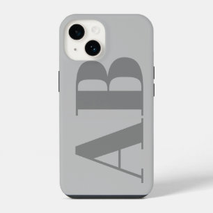 Modern Silver Grey initial minimal contemporary iPhone 14 Case