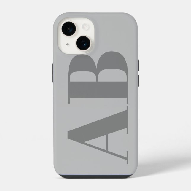 Modern Silver Grey initial minimal contemporary iPhone Case (Back)