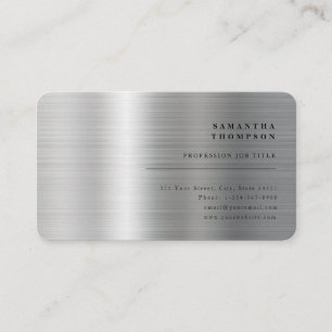 Modern Silver Grey Metal Business Card
