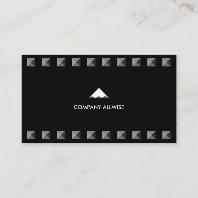Modern Silver Grey Pyramids on Black Business Card (Front)