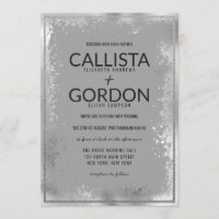 Modern Silver Grey Splatter Glitter Border Wedding