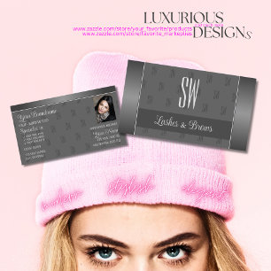 Modern Silver Grey Stylish with Logo and Photo Business Card