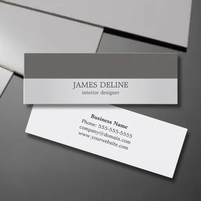 Modern Silver Grey Texture Interior Designer Mini Business Card (Creator Uploaded)