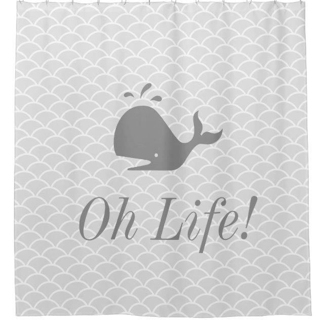 Modern Silver Grey Whale Shower Curtain (Front)