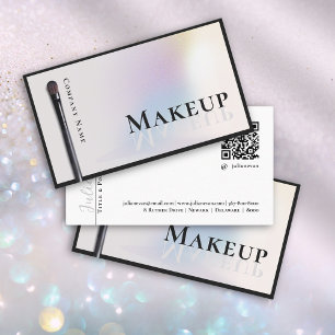 Modern Silver Holographic Makeup Artist Business Card