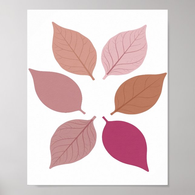 Modern Silver LEAVES OF AUTUMN Design Poster (Front)