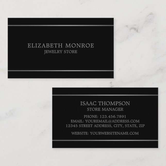 Modern Silver Lined, Jeweler Business Card (Front/Back)