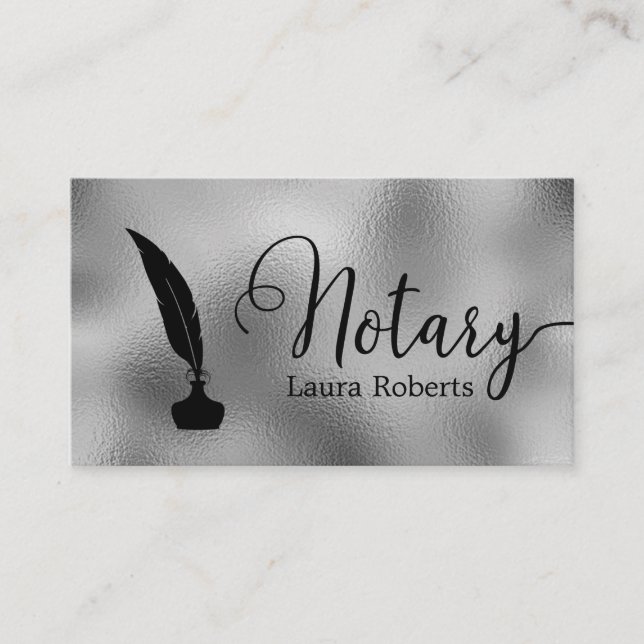 Modern Silver Loan Signing Agent Business Card (Front)