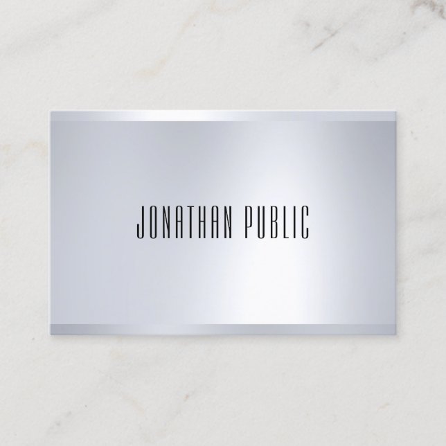 Modern Silver Look Elegant Glamourous Template Business Card (Front)