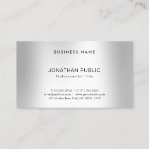 Modern Silver Look Modern Minimalist Elegant Plain Business Card