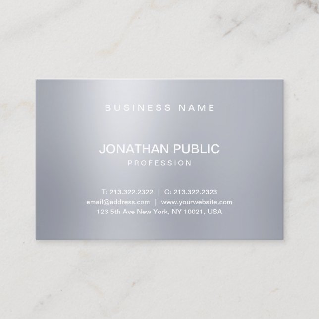 Modern Silver Look Template Elegant Professional Business Card (Front)