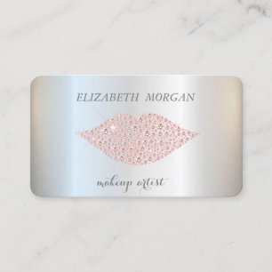 Modern ,Silver,Makeup Artist,Diamonds Lips Business Card