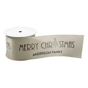 MODERN SILVER MERRY CHRISTMAS HOLIDAY CUSTOM SATIN RIBBON