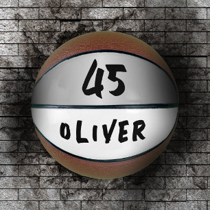 Modern Silver Metallic Player Name Number  Basketball