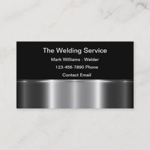 Modern Silver Metallic Tone Welding Business Card