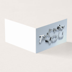 Modern Silver Mini Folded Thank You Cards