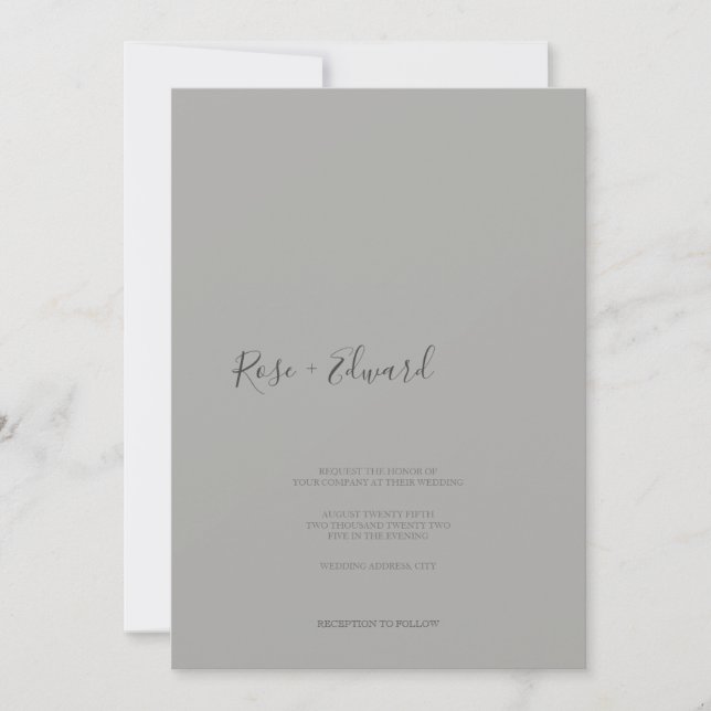 Modern Silver Minimalist Typography Wedding Invitation (Front)