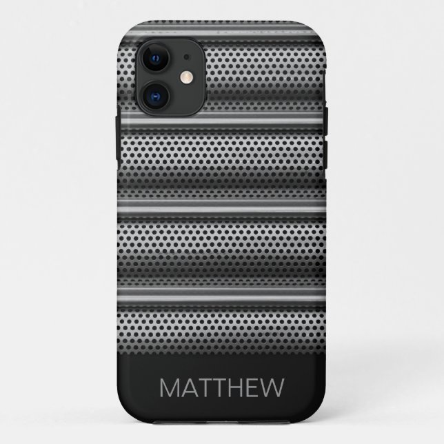 Modern Silver Monogram Case-Mate iPhone Case (Back)