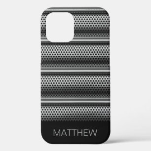 Modern Silver Monogram iPhone 12 Case