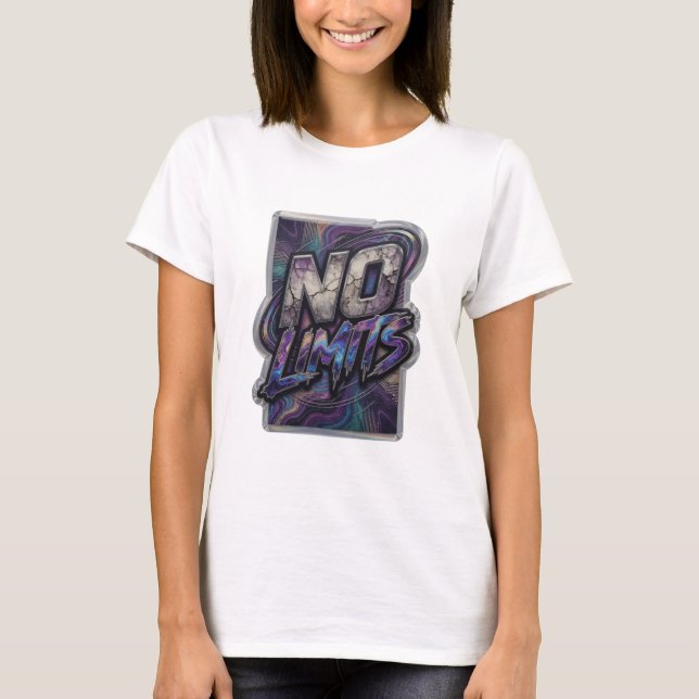 Modern Silver NO LIMITS Slogan Tee (Front)