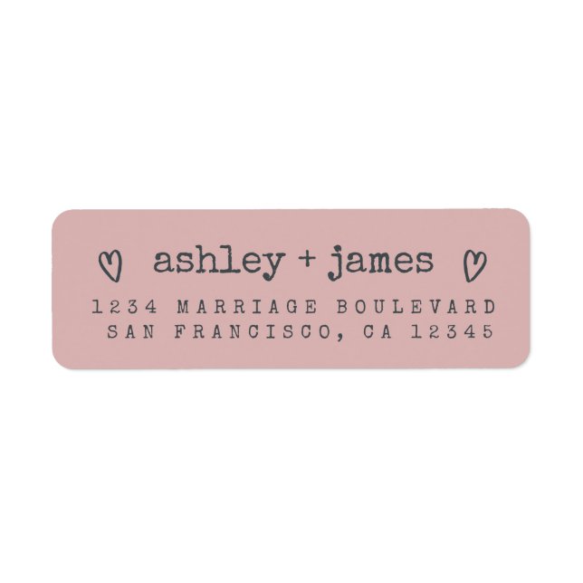 Modern Silver Pink Wedding Return Address Label (Front)