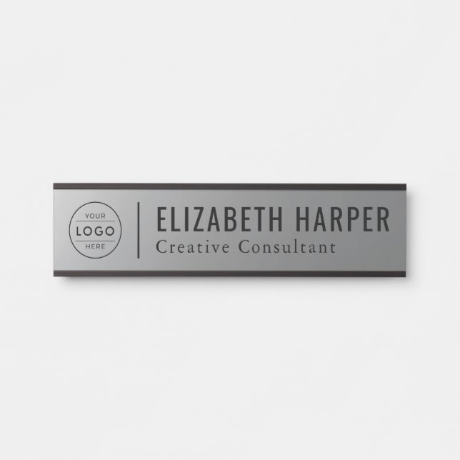 Modern Silver Professional Custom Logo Office Door Sign (Front)