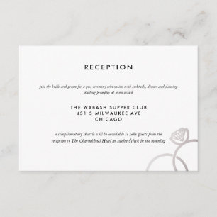 Modern Silver Rings Wedding Reception Card