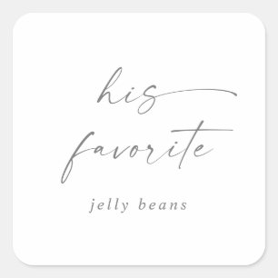 Modern Silver Script His Favourite Wedding Favour Square Sticker