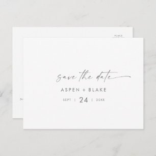 Modern Silver Script Horizontal Save the Date Invitation Postcard
