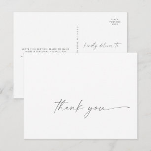Modern Silver Script Thank You Postcard