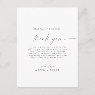 Modern Silver Script Thank You Reception Card