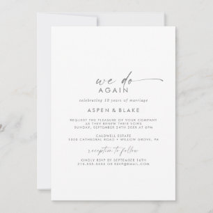 Modern Silver Script We Do Again Vow Renewal Invitation