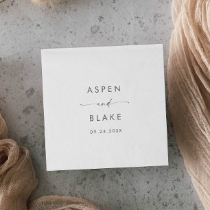 Modern Silver Script Wedding Napkins