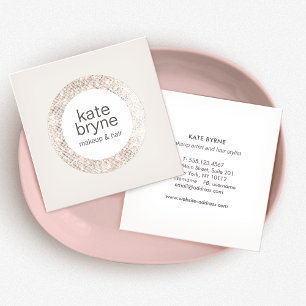 Modern Silver Sequin Makeup Artist  Salon Square Business Card
