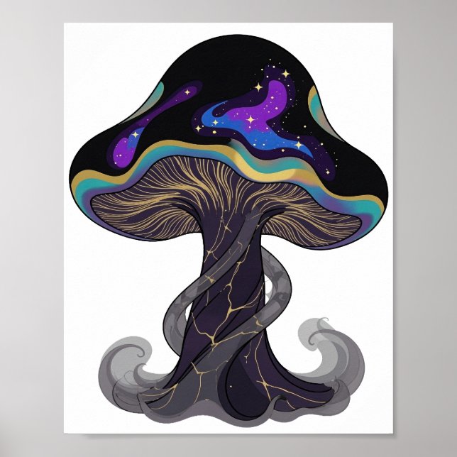 Modern Silver SPACE MUSHROOM Slogan Design Poster (Front)