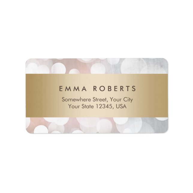 Modern Silver Sparkles Gold Stripe Elegant Label (Front)