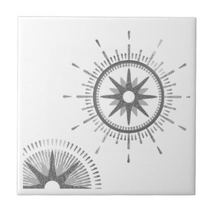 Modern Silver Starburst Celestial Design Tile