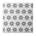 Modern Silver Starburst Pattern Tile<br><div class="desc">Modern ceramic tile features a pattern of silver grey starbursts on a white background. Simple, clean modern design. Create your own custom pattern by uploading a new image, or use the "contact this designer" button for help. To create your own patterned design: 1. Select personalise this template. 2. Replace image...</div>