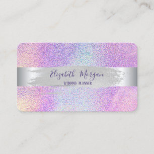 Modern ,Silver  Stripe,Brush Stroke Holographic Business Card