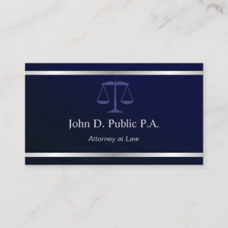 Modern silver Stripe Navy Blue Lawyer Attorney Business Card