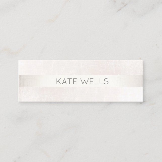 Modern Silver Stripe White Marble Professional Mini Business Card (Front)