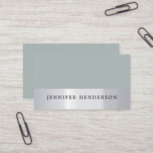 Modern silver striped dusty blue professional business card
