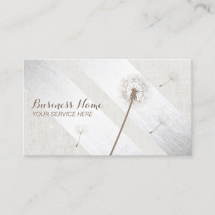 Modern Silver Stripes Elegant Dandelion Plain Business Card
